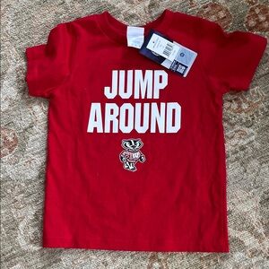 NWT UW Badgers Jump Around Cotton T Shirt Kids 4T Wisconsin